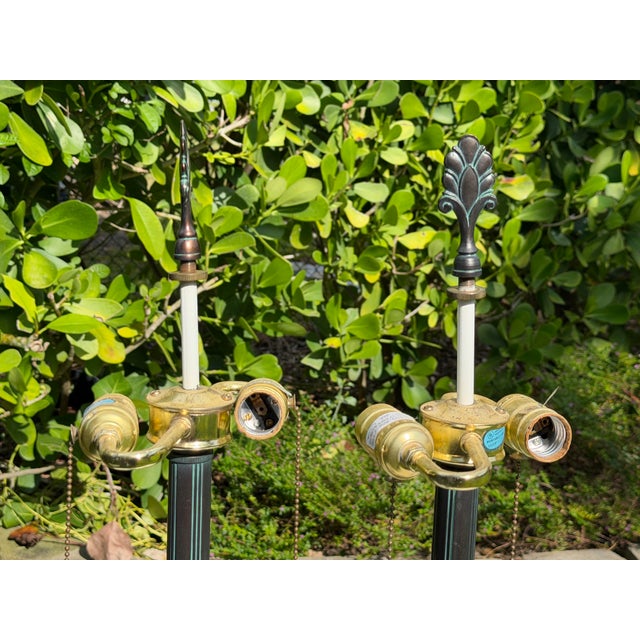 Stiffel Vintage Stiffel Neoclassical Bronze Table Lamps, Pair For Sale - Image 4 of 12