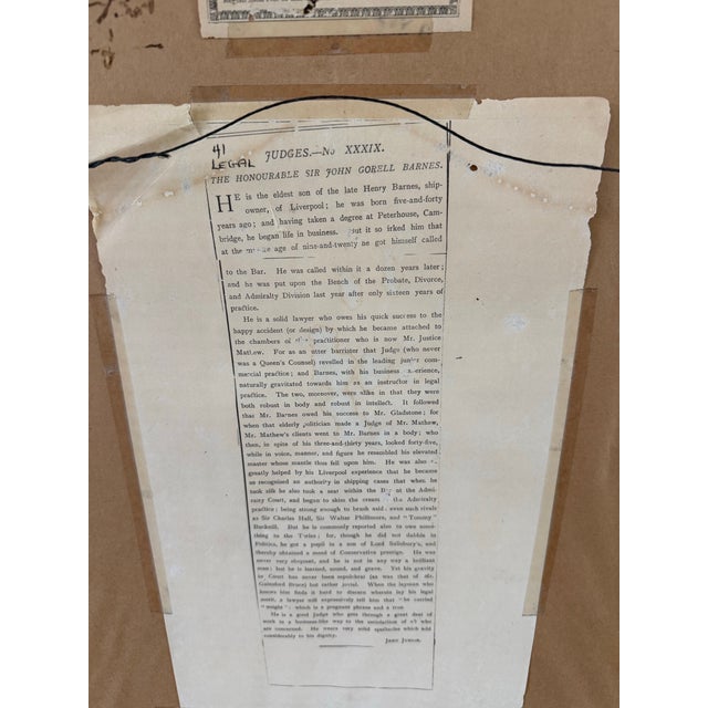 Brown Framed Original 1893 Vanity Fair "Spy" Caricature Titled "Admiralty Jurisdiction" For Sale - Image 8 of 10