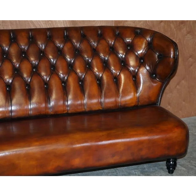 Hand Dyed Brown Leather Chesterfield Sofa For Sale - Image 4 of 15