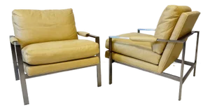 Leather Lounge Armchairs by Milo Baughman for Thayer Coggin, Signed - A Pair