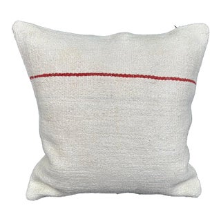 Turkish Hemp Pillow Cushion Natural Beige Red Cushion Cover 20"x20" For Sale