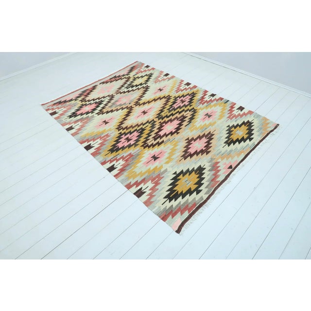 Beautiful Turkish Antalya Nomad's Kilim Rug. Pure Handspun Wool , dyed naturally, washed (clean) and in great condition....