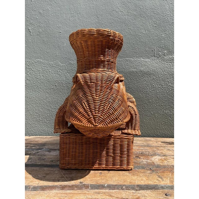 Wood Vintage Woven Rattan Frog Table For Sale - Image 7 of 12
