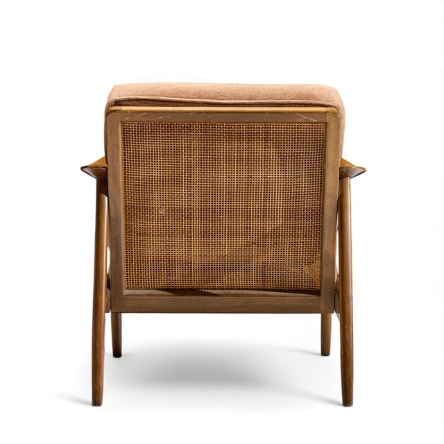 Folke Ohlsson for Dux Model 247 Mid Century Walnut and Cane Lounge Chairs - Pair For Sale - Image 9 of 13