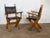 Dutch set of six dining chairs in solid oak and leather, designed by Bram Sprij, 1960s, comprising two armchairs and four...