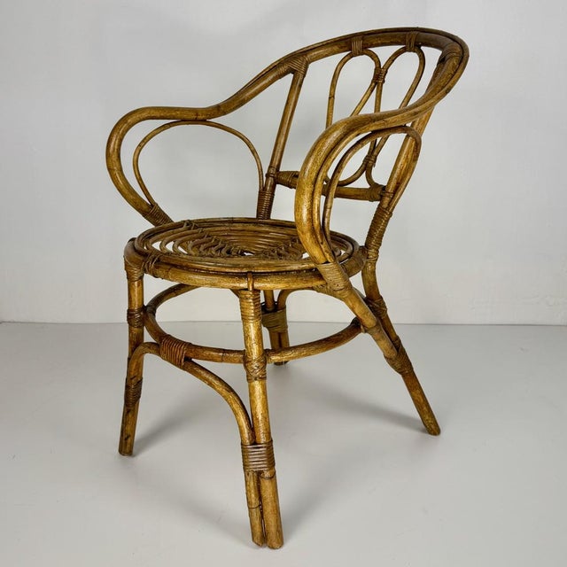 Mid-Century Bamboo Chair, Italy, 1960s For Sale - Image 4 of 8
