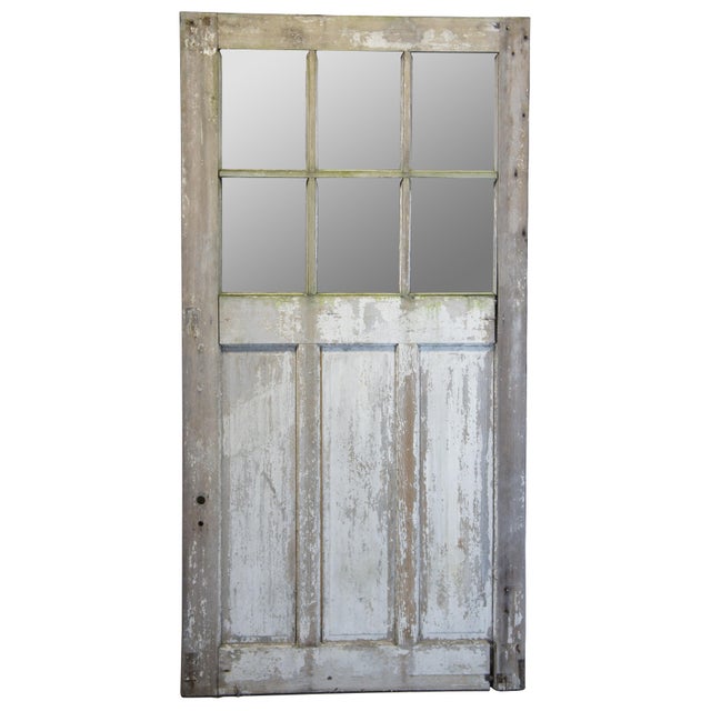 Antique Oak 6 Pane Barn Door Farmhouse Rustic Reclaimed Salvage 48" X 94 For Sale - Image 4 of 12