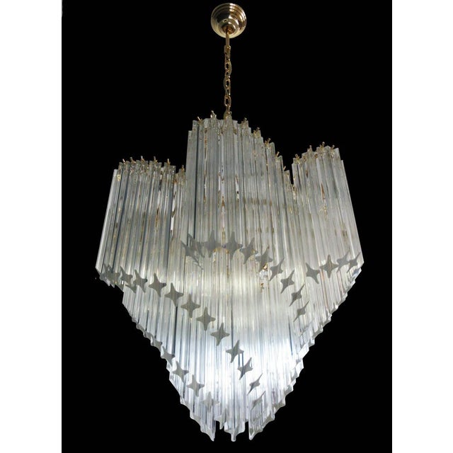Italian Quadriedri Gold Metal Frame Murano Chandeliers, Set of 2 For Sale - Image 15 of 18