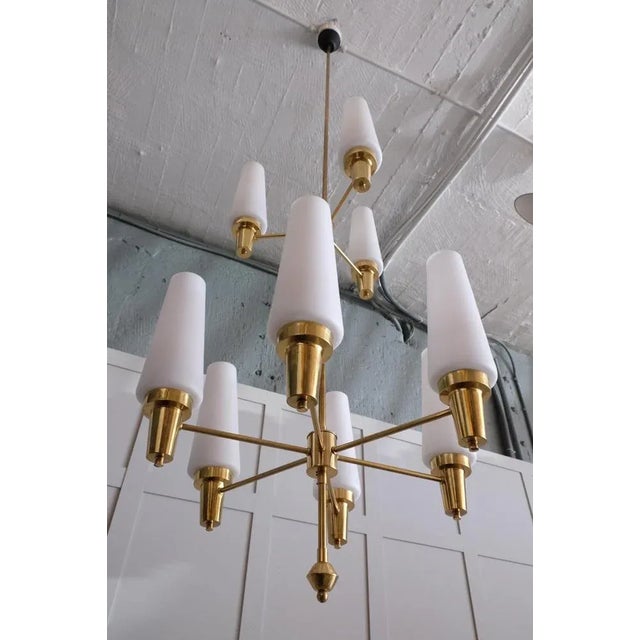 1950s Swedish Brass Chandelier, 1950s For Sale - Image 5 of 13