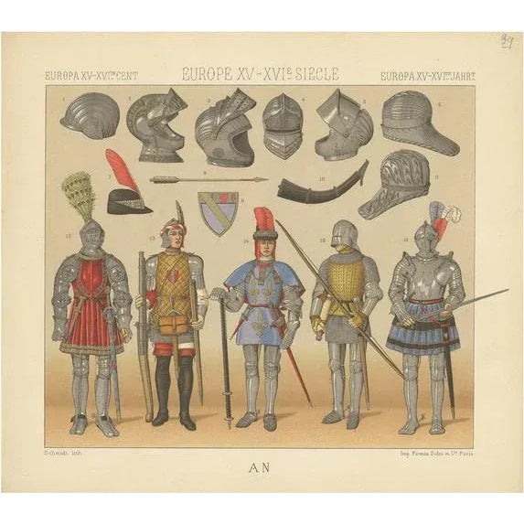 Racinet, European 15th-16th Century Armament, 1880, Paper For Sale - Image 6 of 6