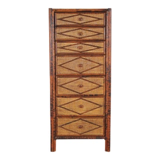 Carrie Bradshaw's English Aesthetic Bamboo Rattan Chest Dresser For Sale