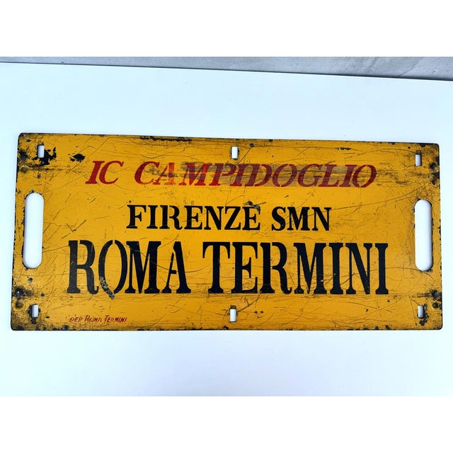 Vintage Italian Double-Sided Metal Train Route Sign: Roma Termini to Firenze SMN, 1970s For Sale - Image 11 of 17