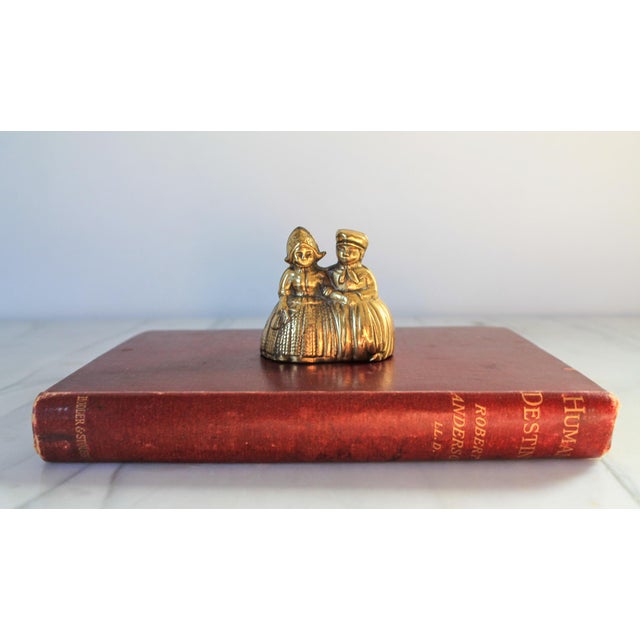 Figurative Mid-Century Solid Brass Couple Dinner Bell - England For Sale - Image 3 of 7