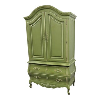 Louis XV Style Green & Cream Armoire For Sale