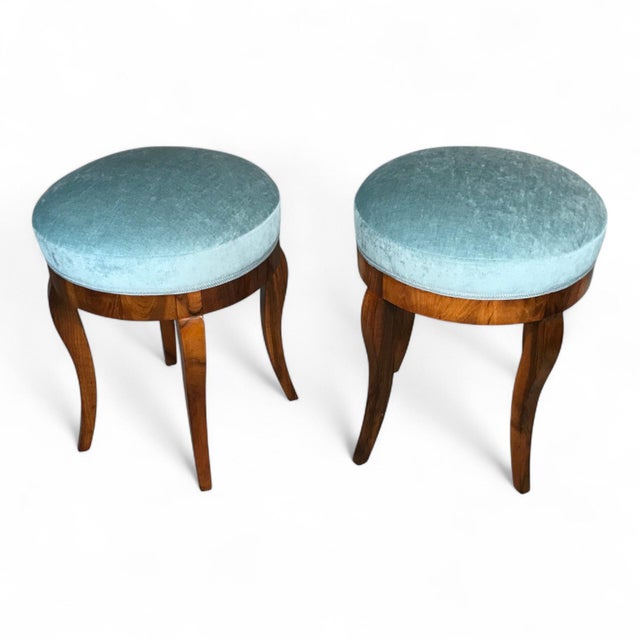Pair of Biedermeier Stools, South Germany, circa 1820 This elegant pair of Biedermeier stools originates from South...