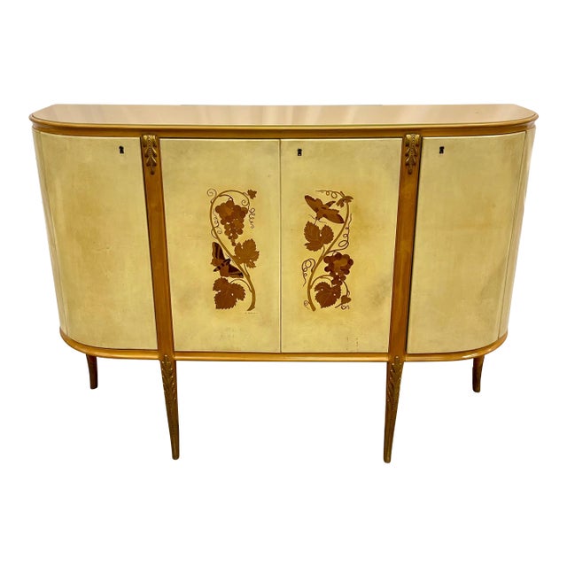 Giovanni Gariboldi Parchment Bar Cabinet, Sideboard, Paolo Buffa, French Style For Sale