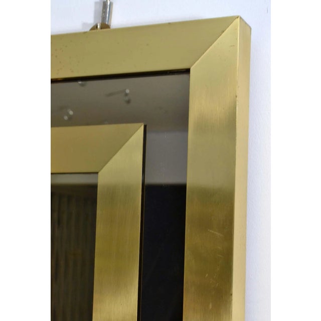 Vintage Bronze Rectangular Mirror with Double Brass Borders, 1970s For Sale - Image 4 of 5
