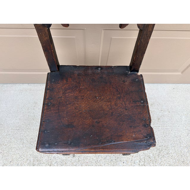 17th Century English Yorkshire Oak Backstool Chairs, a Pair For Sale - Image 13 of 17