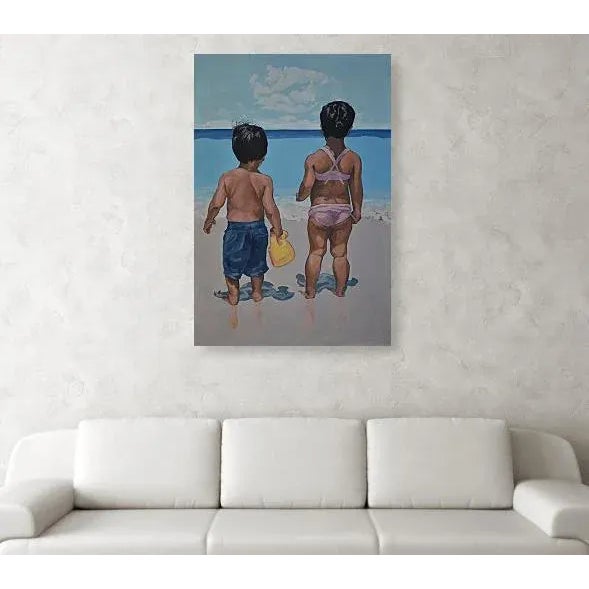 Even though a day at the beach is not new to them, it seems these kids are stricken, if only for the moment, by the wonder...