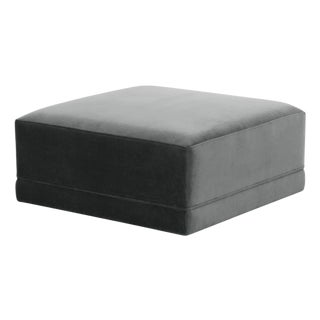 Willow Charcoal Performance Velvet Ottoman For Sale