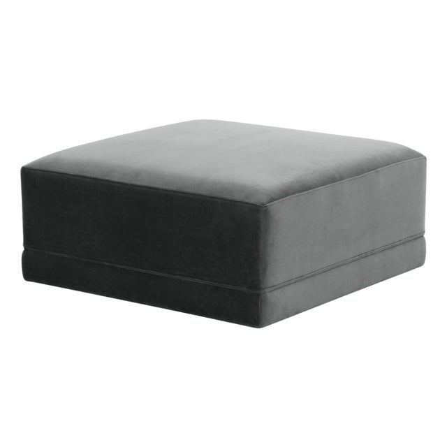 Willow Charcoal Performance Velvet Ottoman For Sale