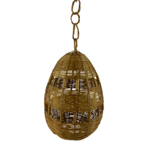Vintage Rattan Hanging Basket Pendant With Rattan Links