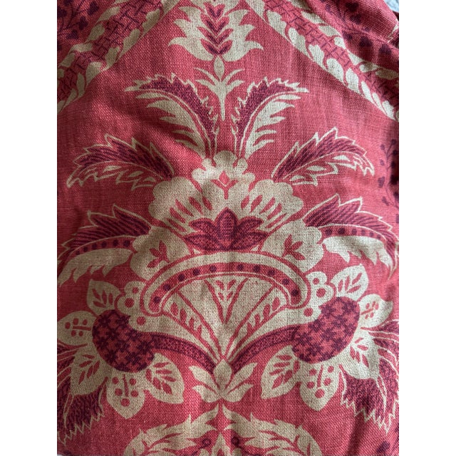 Custom Interlined Linen Damask Pinch Pleat Drapery Panels – Red & Gold, 68 X 94 Pair,Tiebacks For Sale In Philadelphia - Image 6 of 11