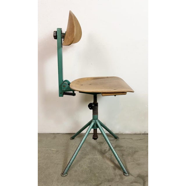 Industrial Dark Green Workshop Chair, 1950s For Sale - Image 9 of 18