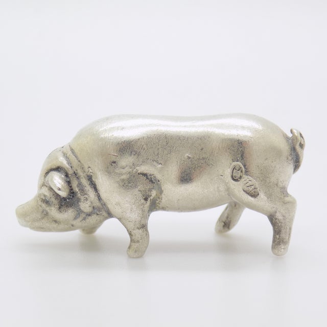 1970s Vintage Italian Handmade Silver 800 Pig Figurine, Arezzo, 1970s For Sale - Image 5 of 11