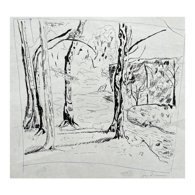 1980s Richard Snyder Landscape Drawing For Sale