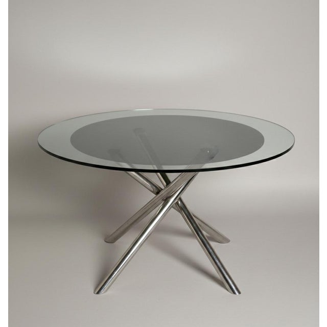 1970s Round Nodo Table in Chromed Steel and Glass attributed to Carlo Bartoli for Tisettanta, 1970s For Sale - Image 5 of 10