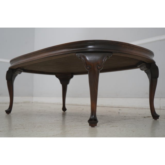 Queen Anne Hekman Burl Walnut Coffee Cocktail Table For Sale - Image 3 of 12