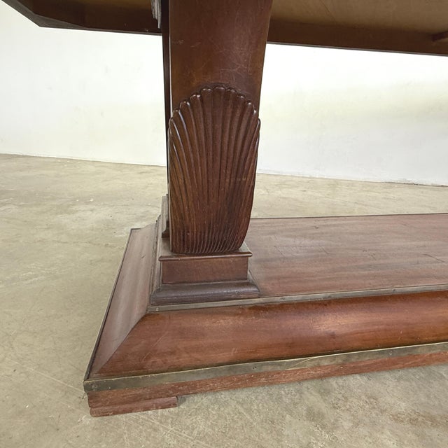 Wood Massive French Art Deco Walnut Dining Table For Sale - Image 7 of 9