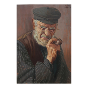 Antique Oil Painting: Ukrainian Man With Pipe, Socialist Realism Art 47-33