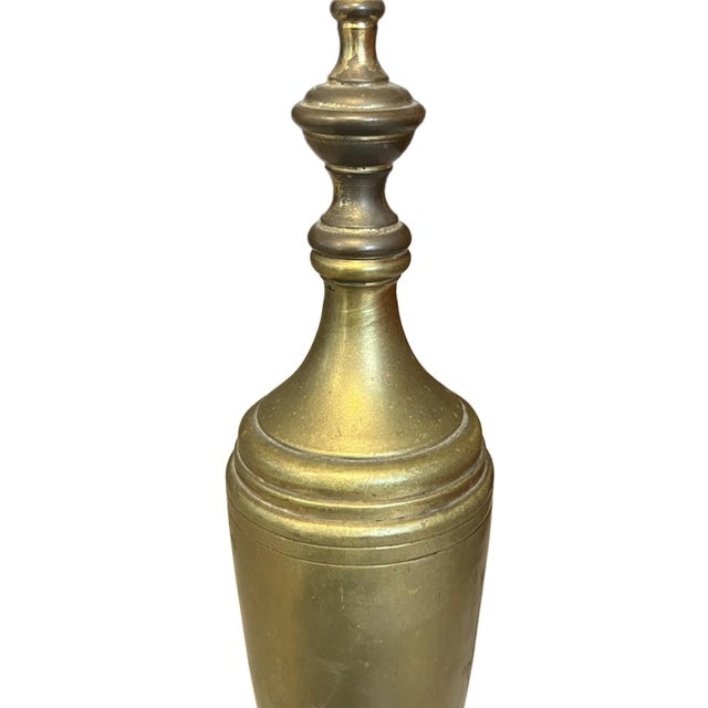 Pair of VIntage Brass Andirons in Regency Revival Style For Sale - Image 10 of 11