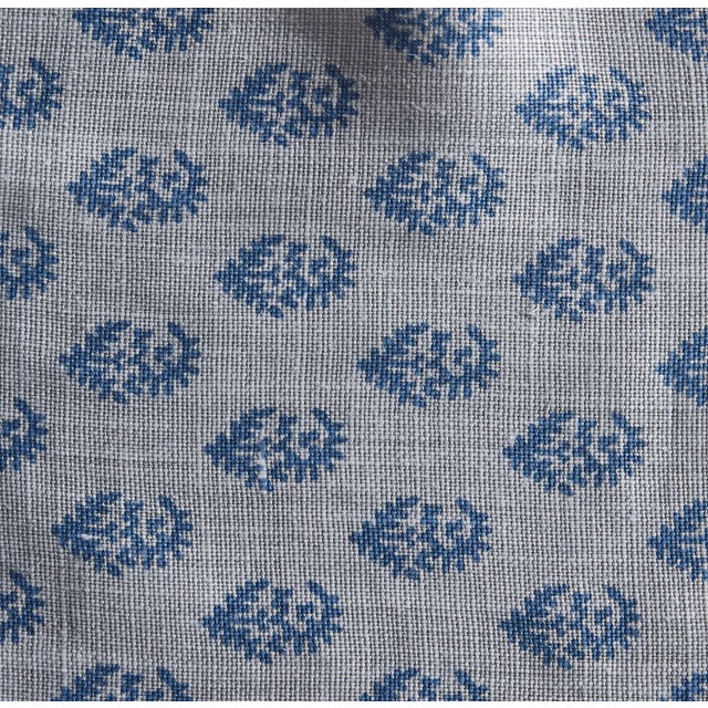 Rajmata Linen Pillow Cover in Indigo, 12x20 Pillow For Sale - Image 4 of 4