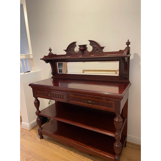 Wood Reduced-Solid Antique Mahogany Sideboard Server Etagere Display For Sale - Image 7 of 7