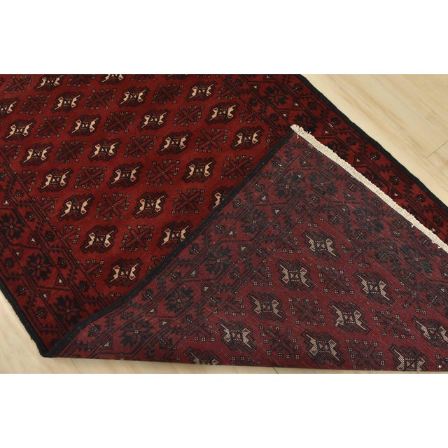 Baloch Rug 3’7” X 6’9” Red Wool Vintage Tribal Hand-Knotted Oriental Carpet For Sale - Image 11 of 12
