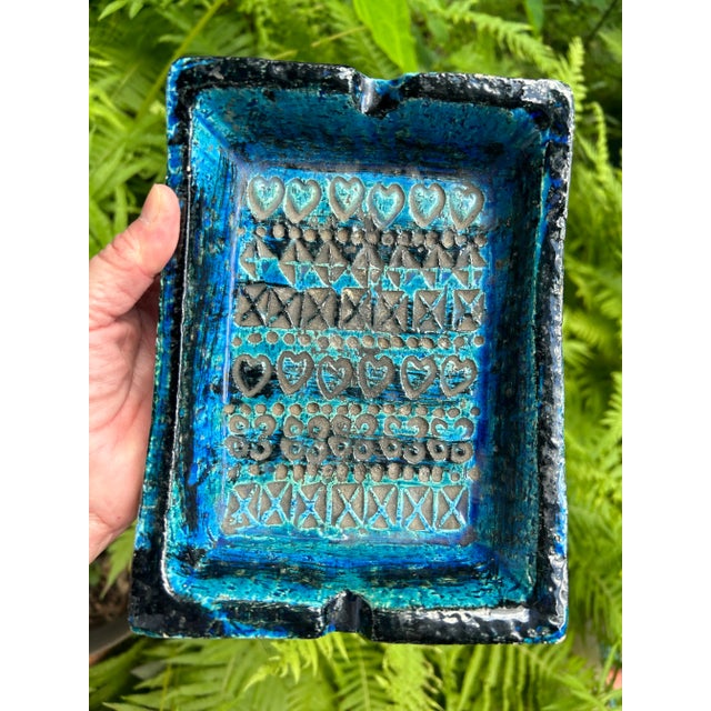 Modern Aldo Londi Rimini Blu Bitossi Ceramic Ashtray Trinket Dish, Vintage Italy 1960s For Sale - Image 3 of 11