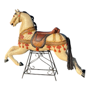 19th Century Carousel Horse W/Glass Eyes, Peek-a-Boo Mane and Real Horse Hair Tail