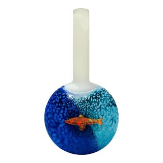 Kosta Boda Reef Collection Fish Flask/Vase by Kjell Engman Circa 2002 For Sale
