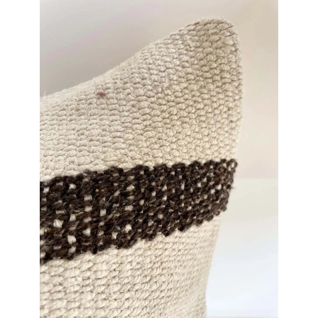 Mid-Century Modern Vintage Turkish Rug Lumbar Pillow With Down Insert For Sale - Image 3 of 8