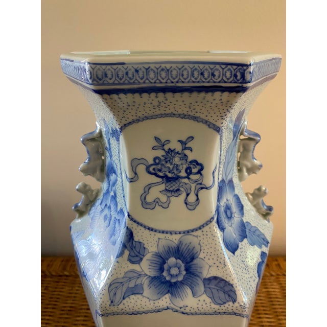 Maitland-Smith Large Blue and White Vase For Sale - Image 6 of 10