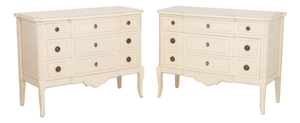 French Style Cream Painted Commodes, Pair