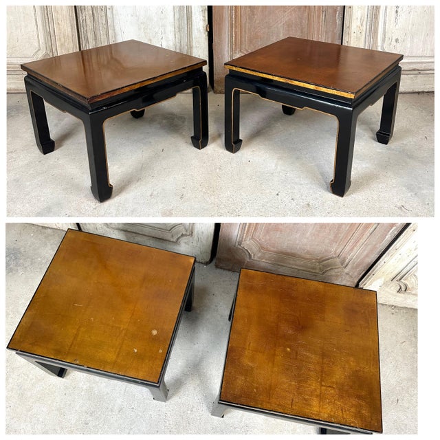 Side Tables in Black and Gold Lacquer, 1990s, Set of 2 For Sale - Image 4 of 11
