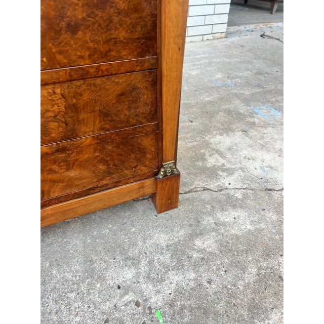 French 19th Century Empire Marble Top Burl Walnut Commode For Sale - Image 9 of 12
