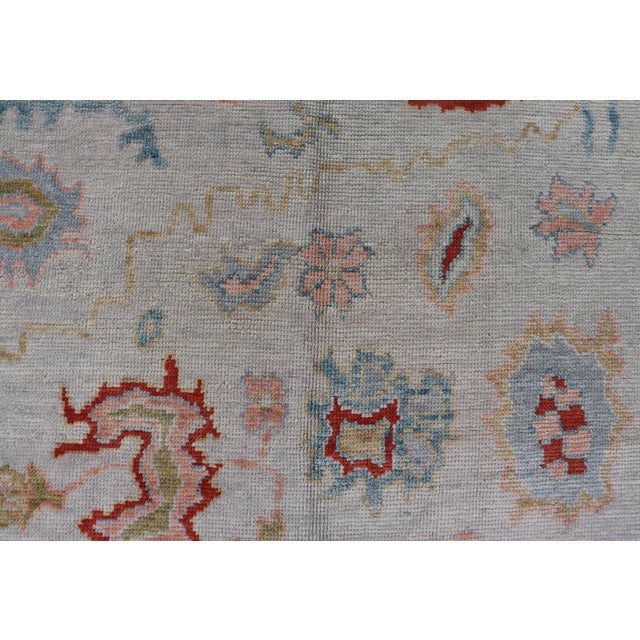 Large Hand Knotted Oushak Turkish Rug by Keivan Woven Arts, 12'8" X 16'10" For Sale - Image 11 of 16