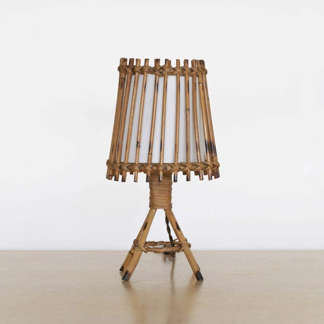 French 1960s French Rattan Table Lamp For Sale - Image 3 of 9
