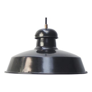 Vintage Industrial French Black Enamel Pendant Light from GAL For Sale