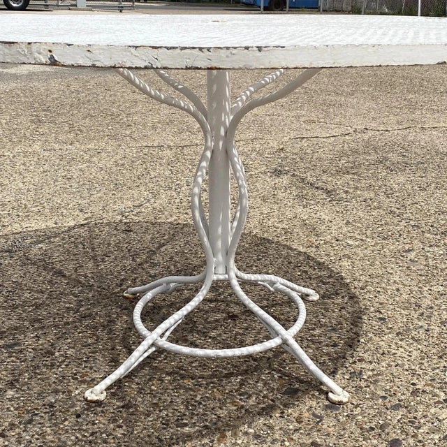 Mid 20th Century Vintage Russell Woodard Sculptura 53" Round Wrought Iron Patio Dining Table For Sale - Image 5 of 11